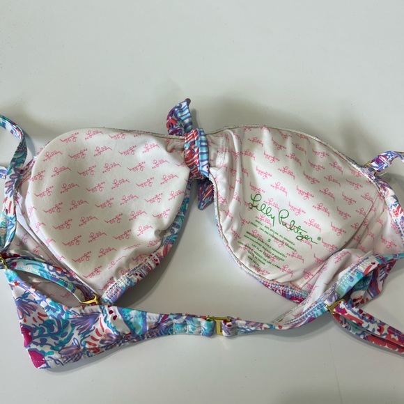 EUC Lilly Pulitzer Floral Bikini Top with Tie in Middle - Picture 3 of 4